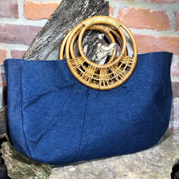 NEW Blue Jean Boho Tote w/ Double Ring Handles - Picture 3 of 9